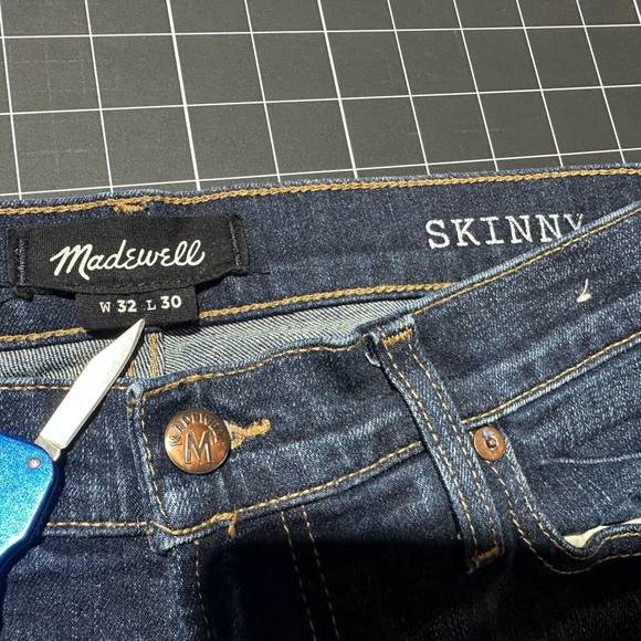 Madewell Men's Dark Blue Skinny Jeans - Picture 5 of 6
